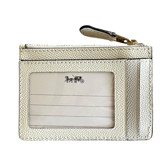 NWT COACH Chalk White Leather Skinny Mini ID Case Credit Card Holder Key Chain - Picture 3 of 7